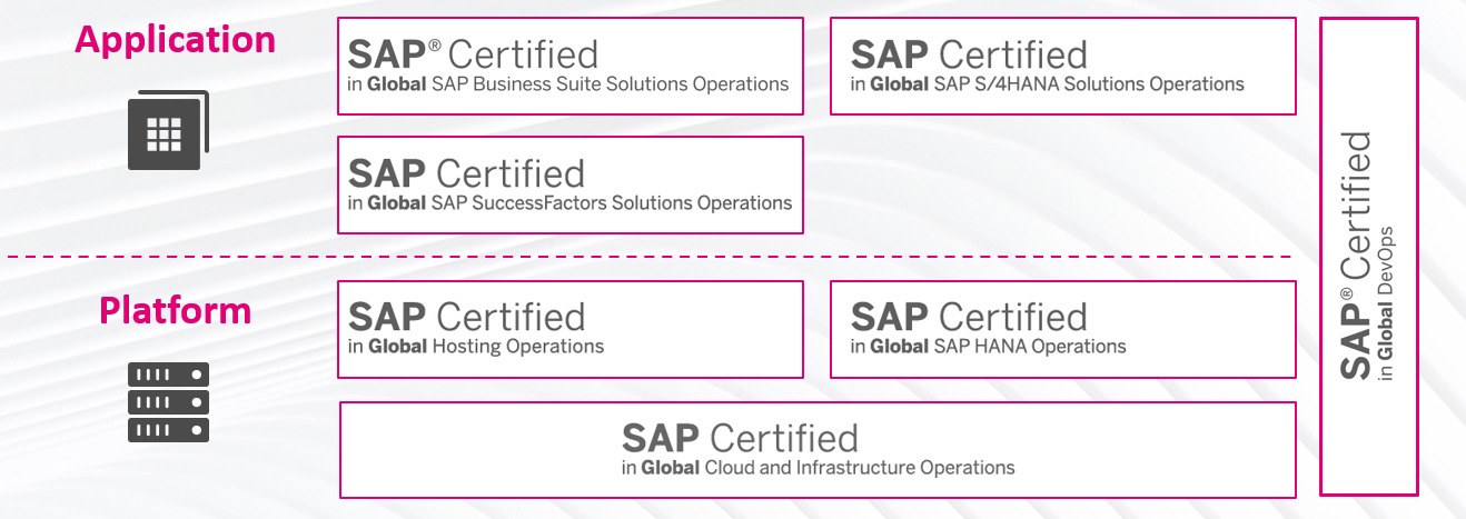 Infografía con una descripción general de los certificados SAP