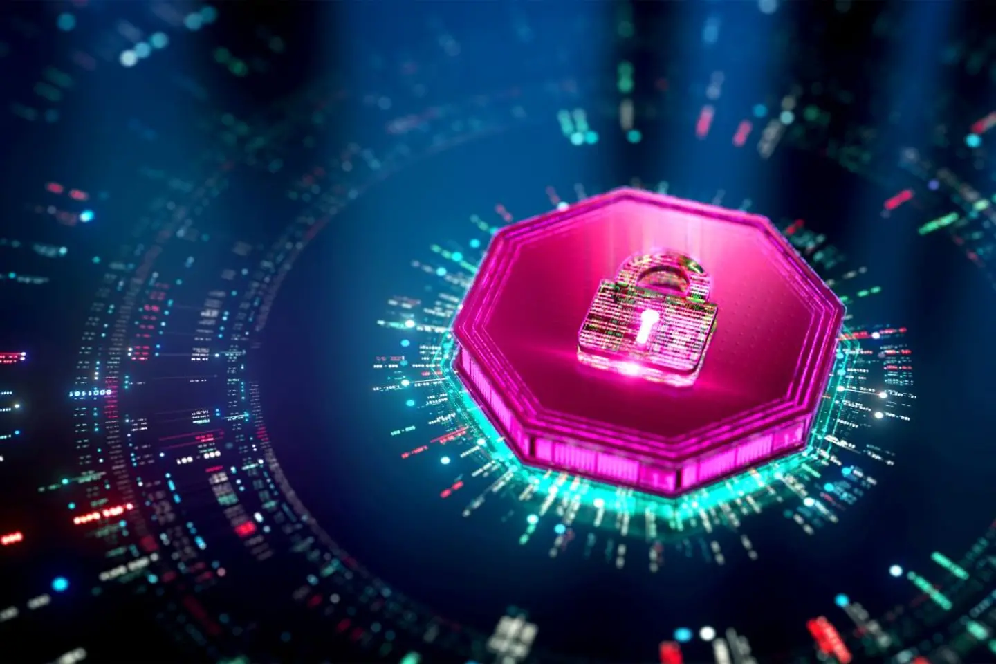 Magenta Chip mit Vorhängeschloss, SAP, mehr Sicherheit für die öffentliche Verwaltung