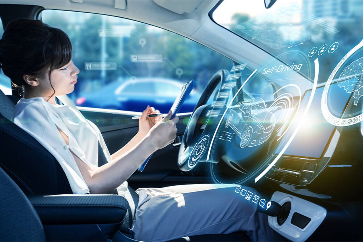 Interieur van een autonome auto