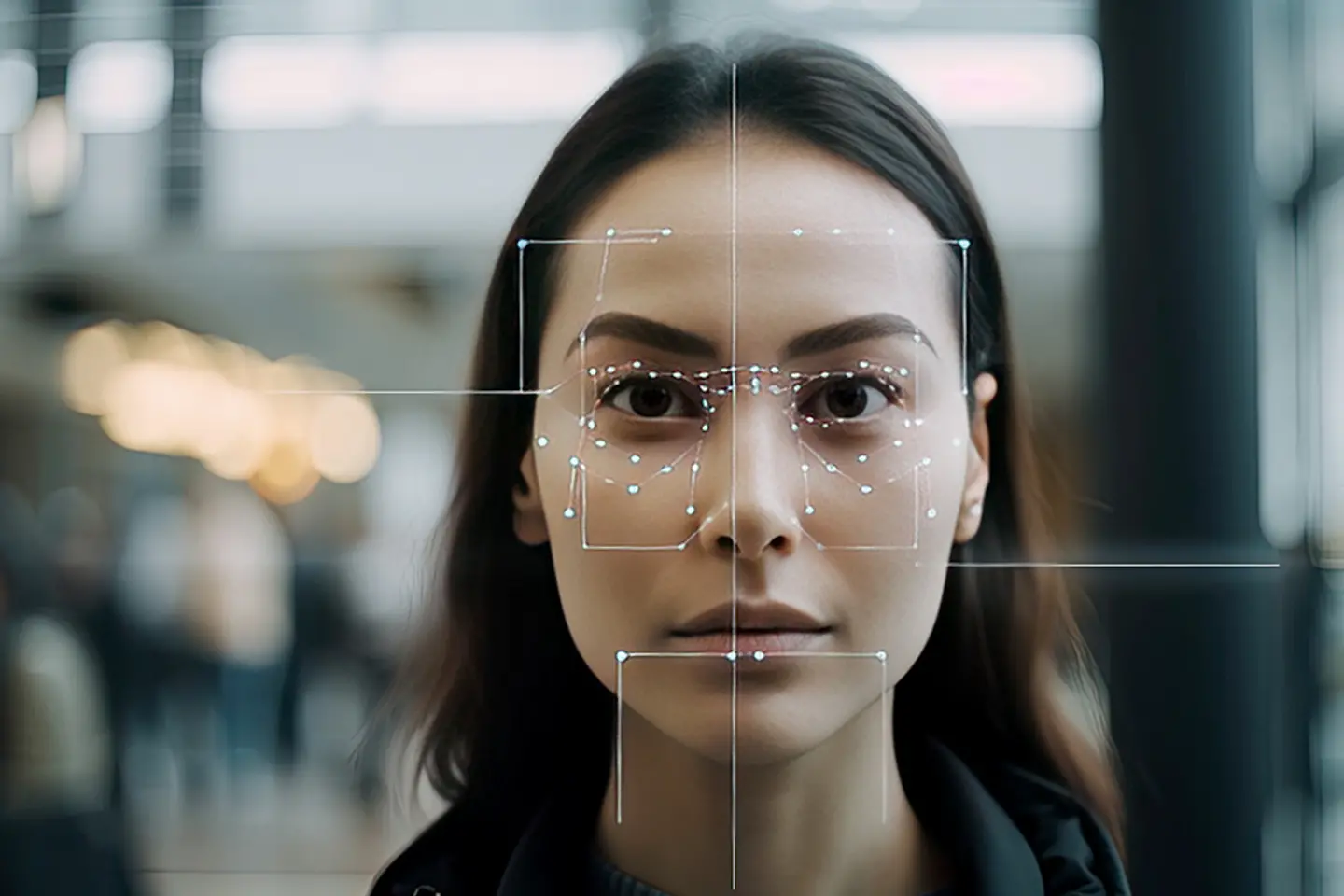 A modern face recognition concept.