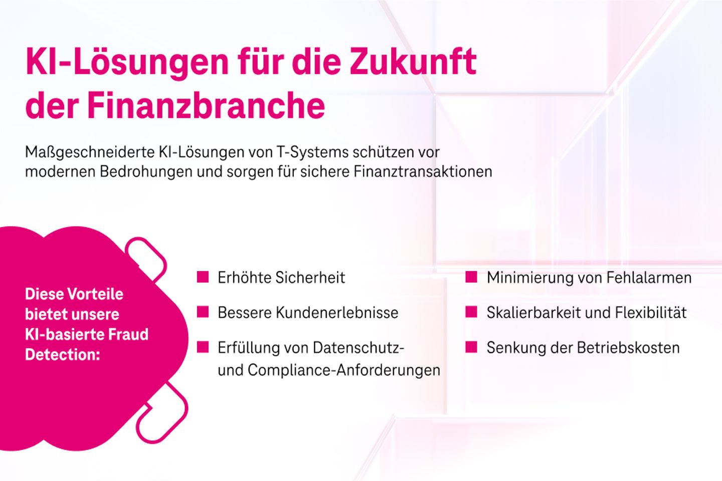 Eine Infografik erklärt die zukunftsweisenden KI-Lösungen für die Finanzbranche.