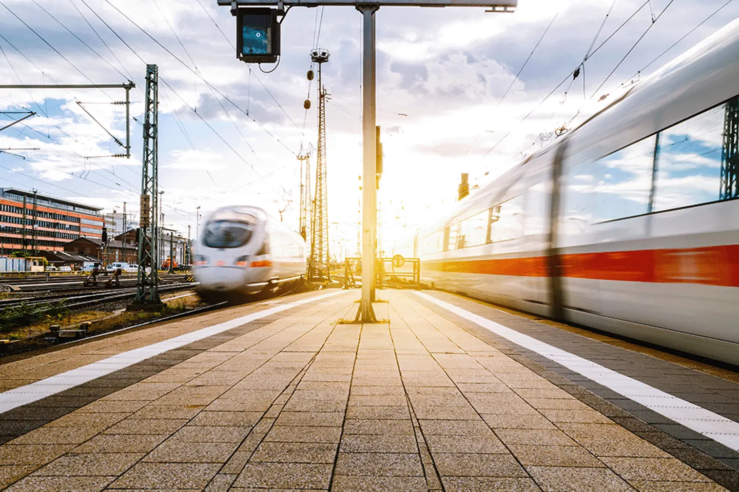 DB trains approaching a main station