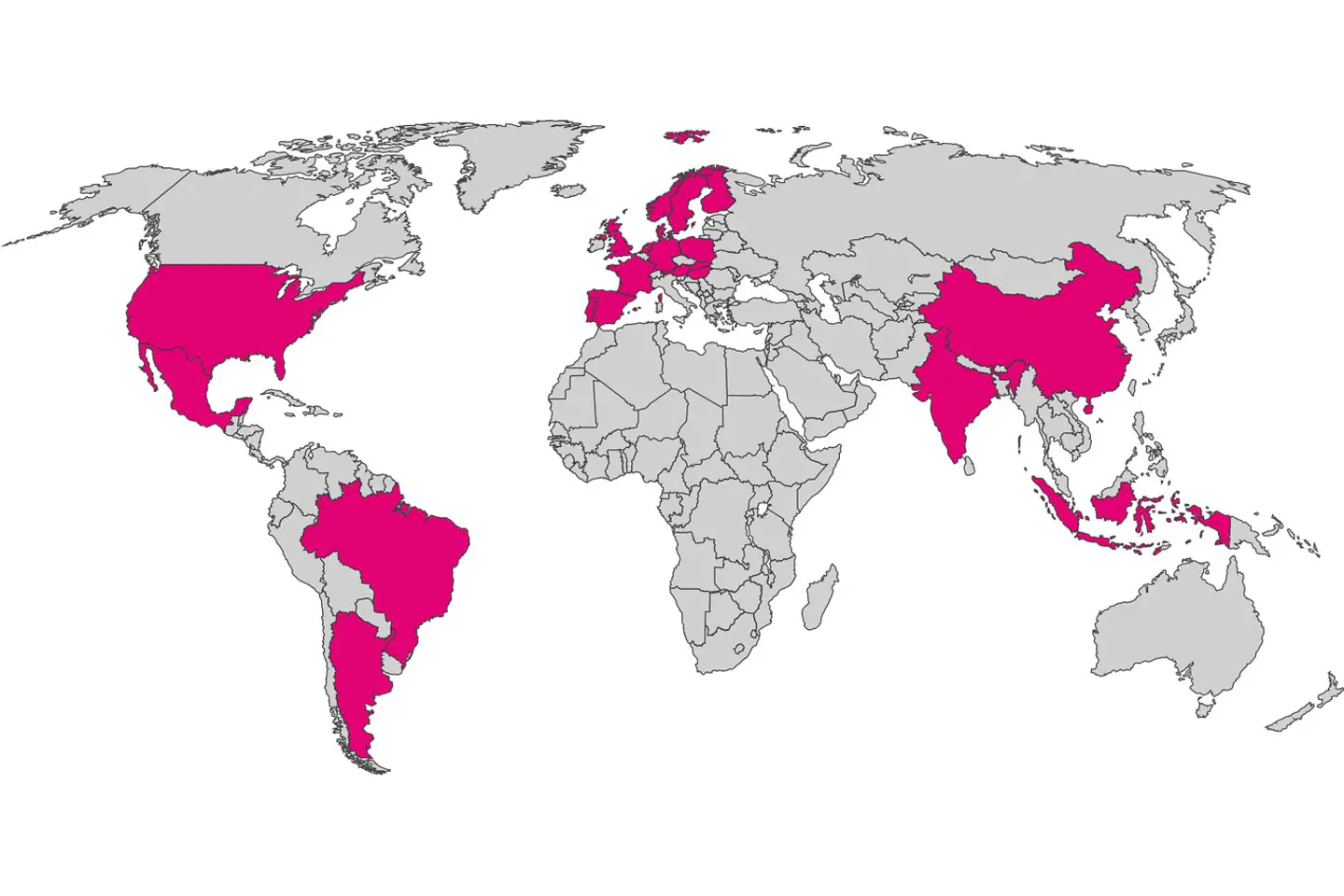 World map with T-Systems locations