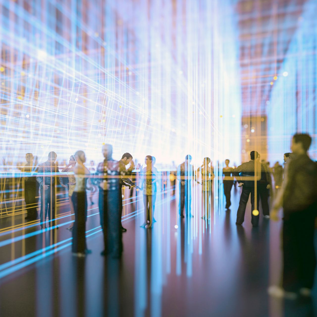Image floue représentant des hommes d’affaires lors d’un événement