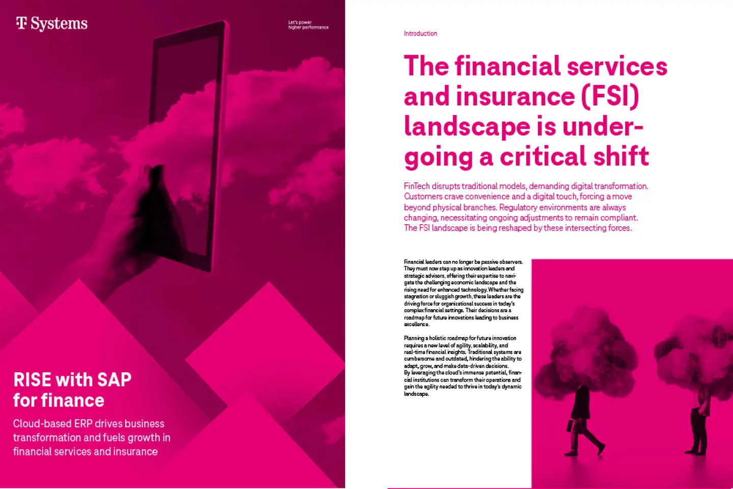 Screenshot van de cover en de volgende pagina van de whitepaper: RISE with SAP voor financiën