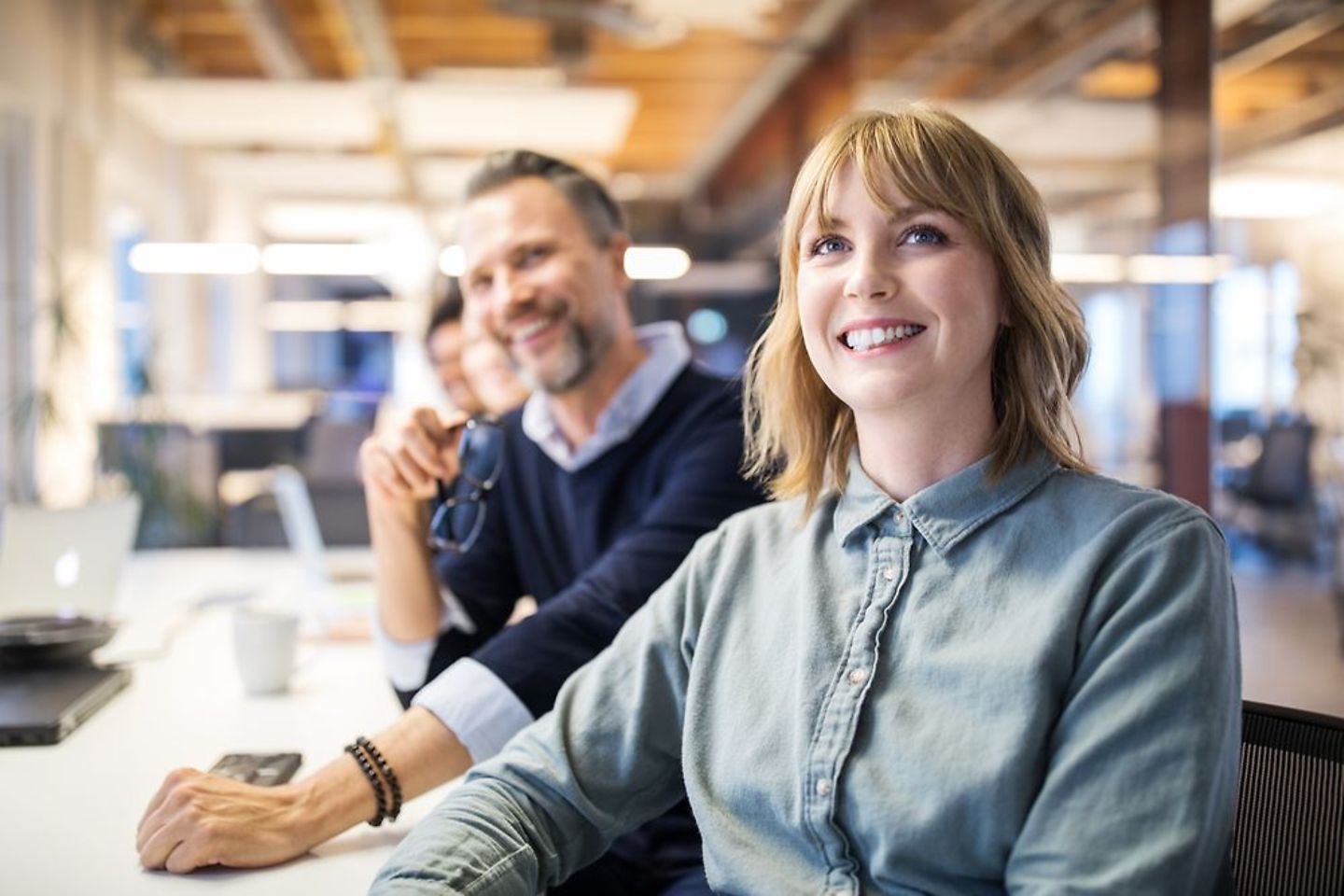 Happy employees in an office