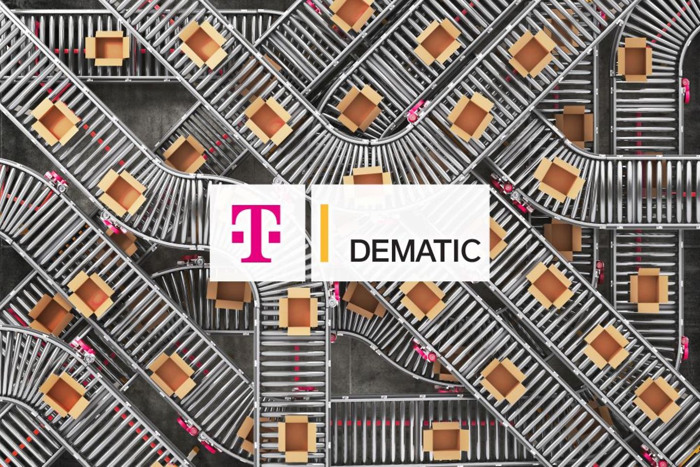 Labyrinthe de tapis roulants avec paquets, T-Systems, Dematic