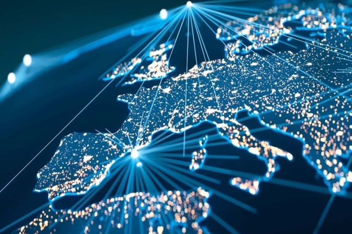 Leuchtend blaue digitale Landkarte von Europa