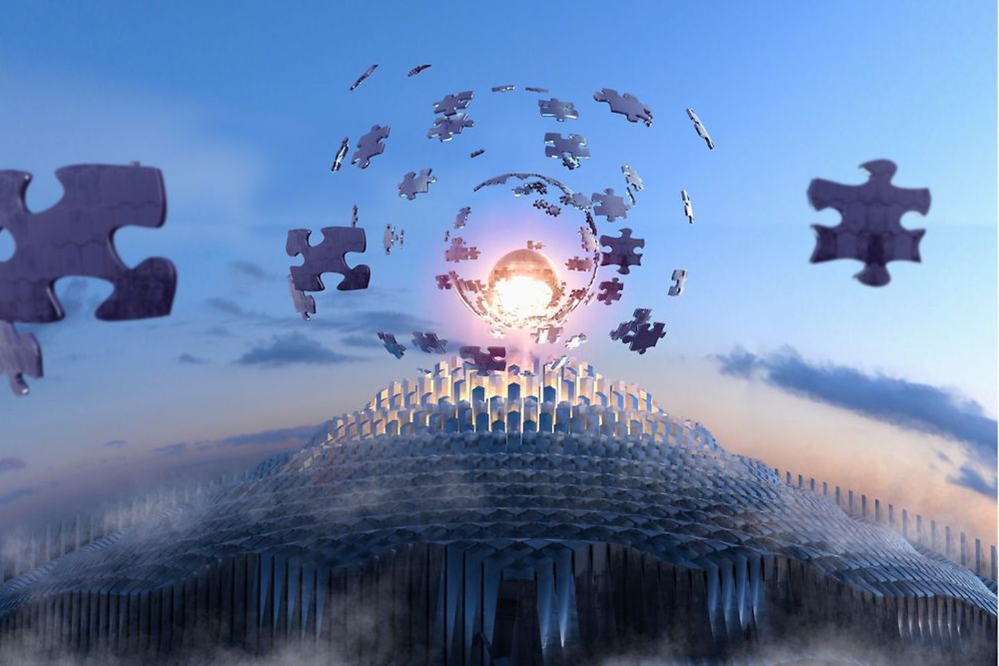 Puzzelafbeelding op wereldbol