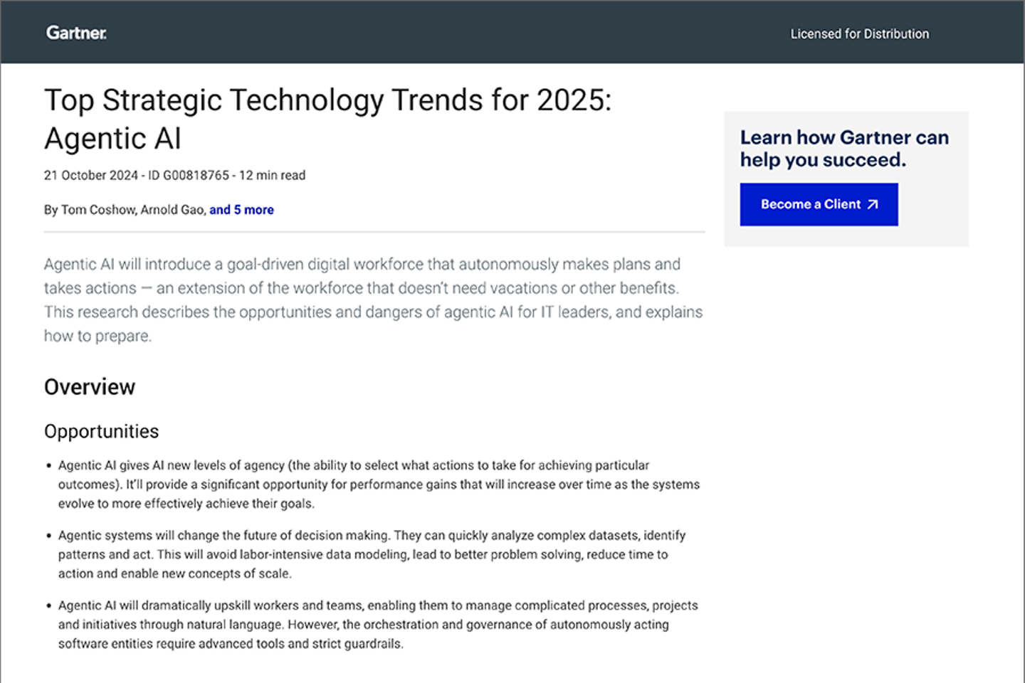 Vorschau auf die wichtigsten strategischen Technologietrends 2025: Agentische KI