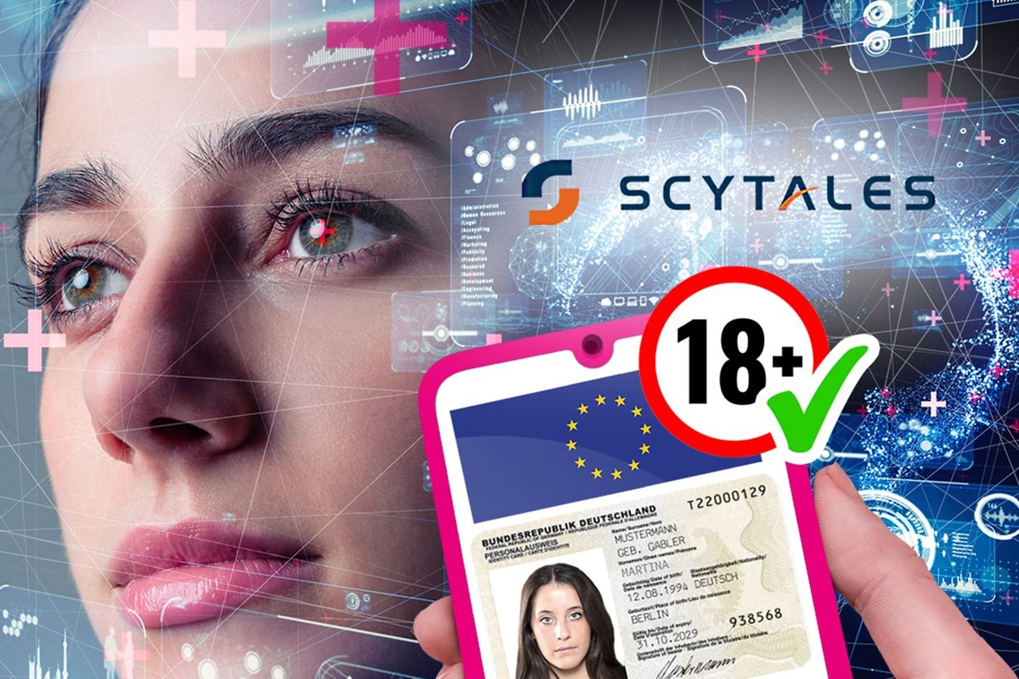 Carte d'identité numérique sur téléphone portable avec plus de 18 caractères