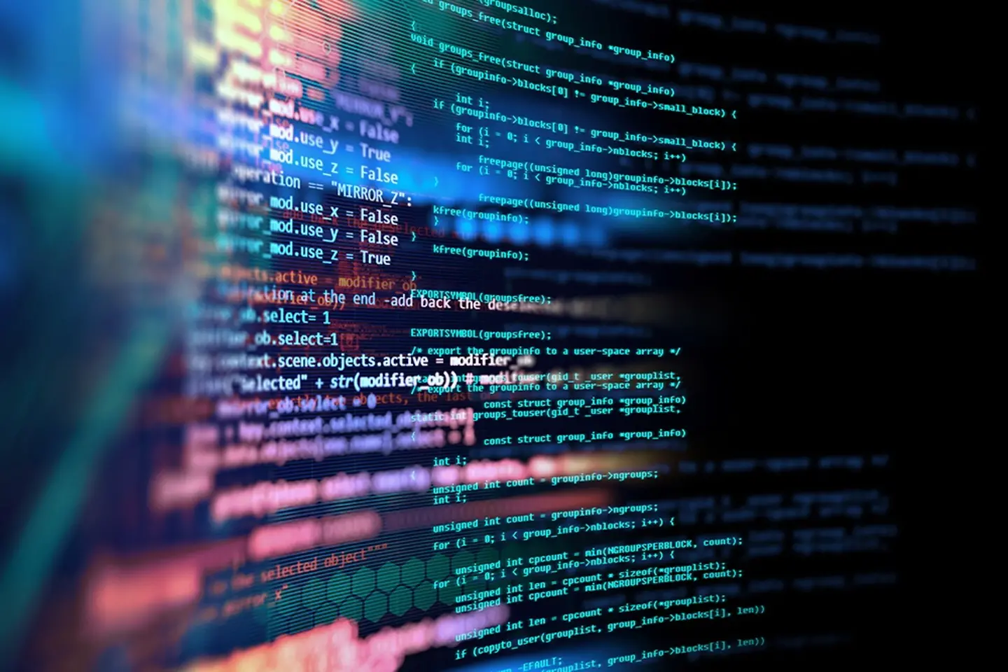 Código de programación que aparece en la pantalla de un ordenador.