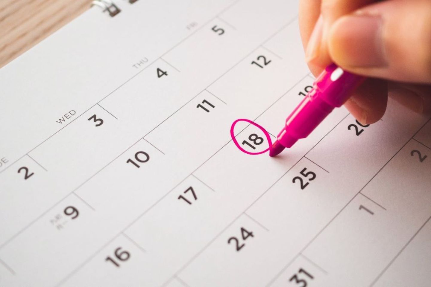a marked day on a calendar page