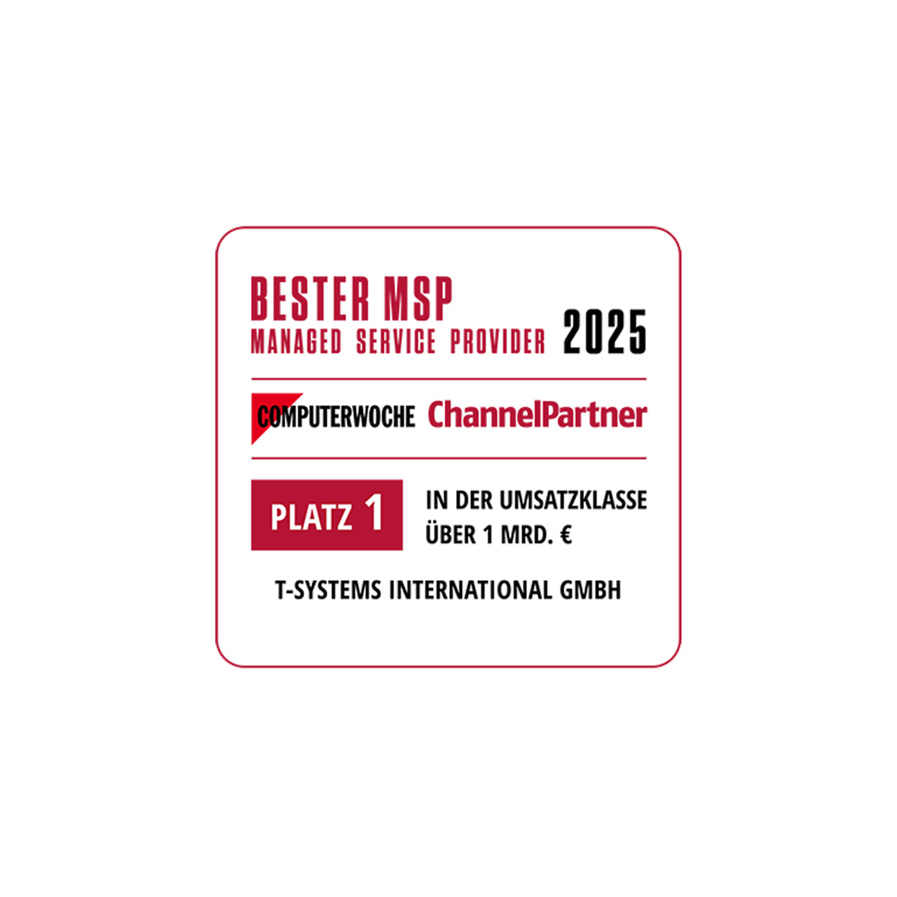 Signet for 1st place by Computerwoche-ChannelPartner as Best Managed Service Provider 2025