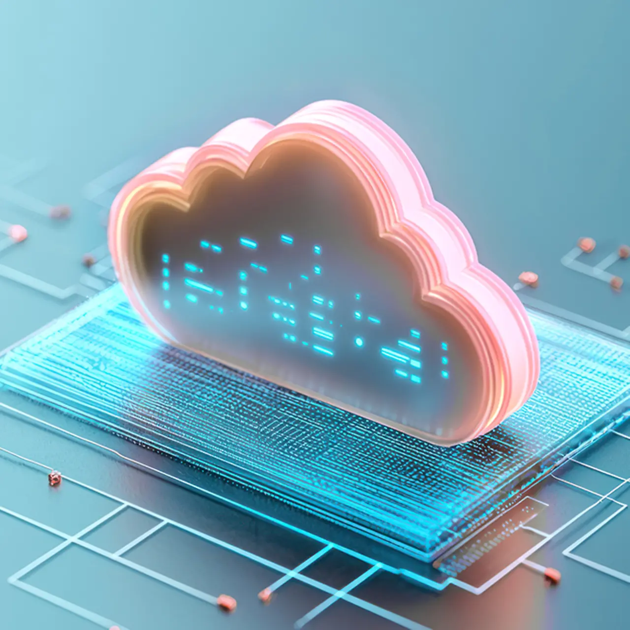 Dargestellt ist eine digitale Cloud-Struktur
