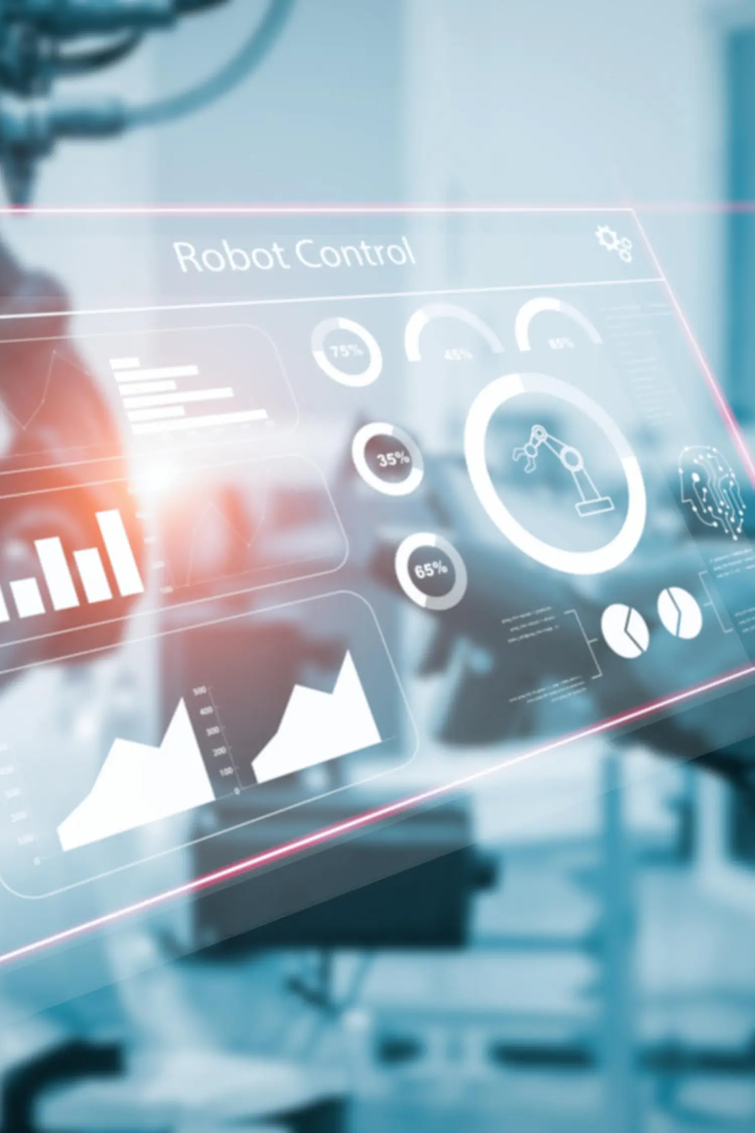 Los ingenieros utilizan un panel de control de robot para la programación