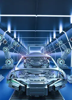 Laser-Roboterarme bei der Herstellung von Fahrzeugen