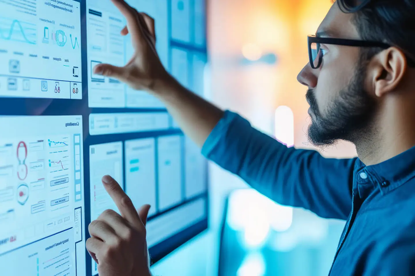 UX designer arbeitet an einer Portal-Website zur Verbesserung der Kundenerfahrung