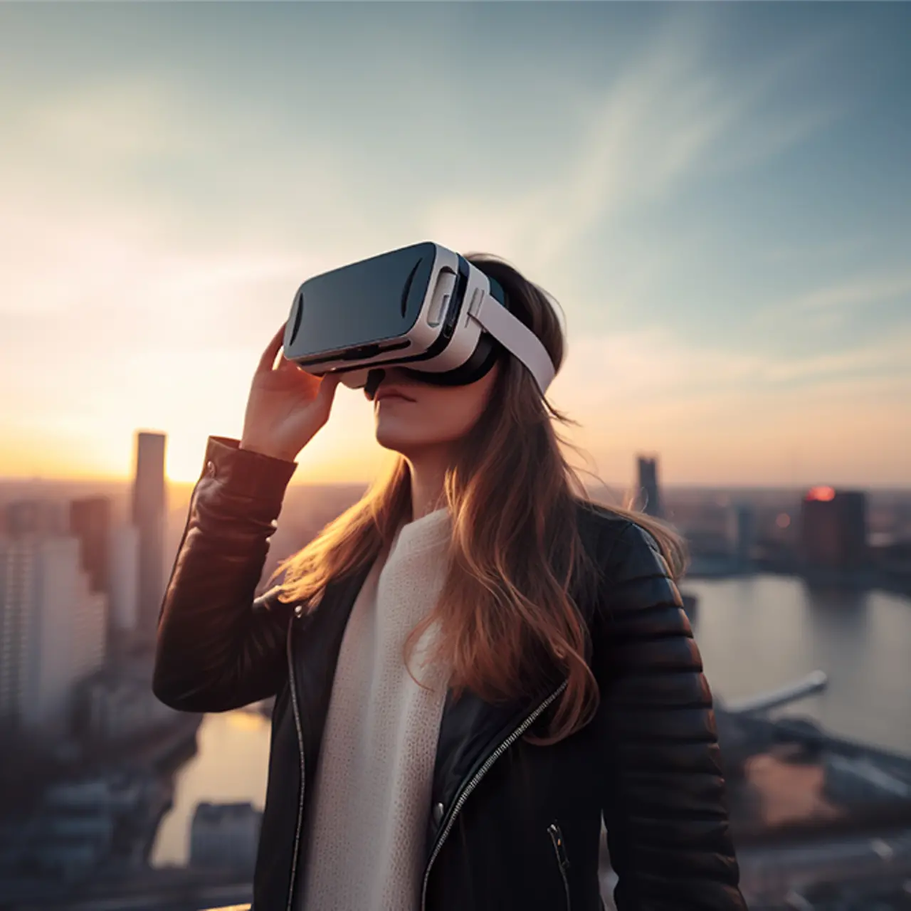 Frau mit Augmented-Reality-Brille.