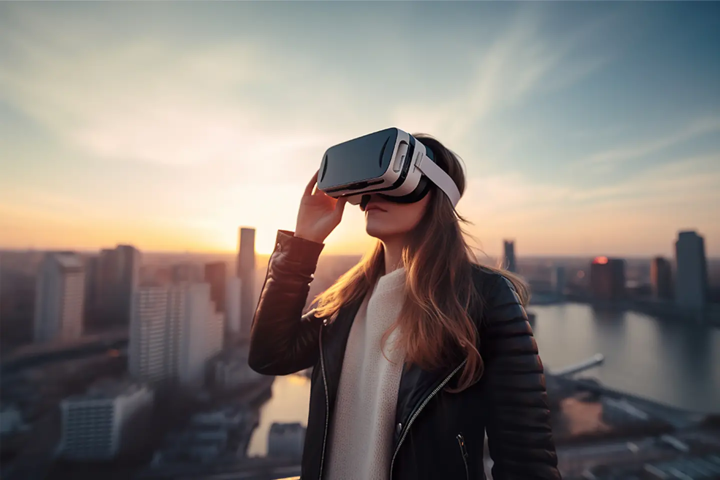 Frau mit Augmented-Reality-Brille.