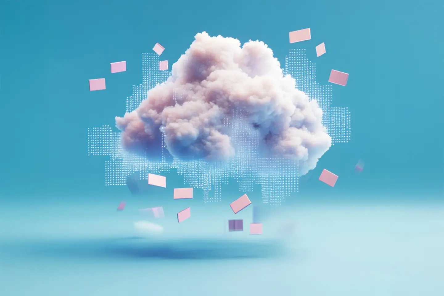 Wolke umgeben von digitalen Mustern
