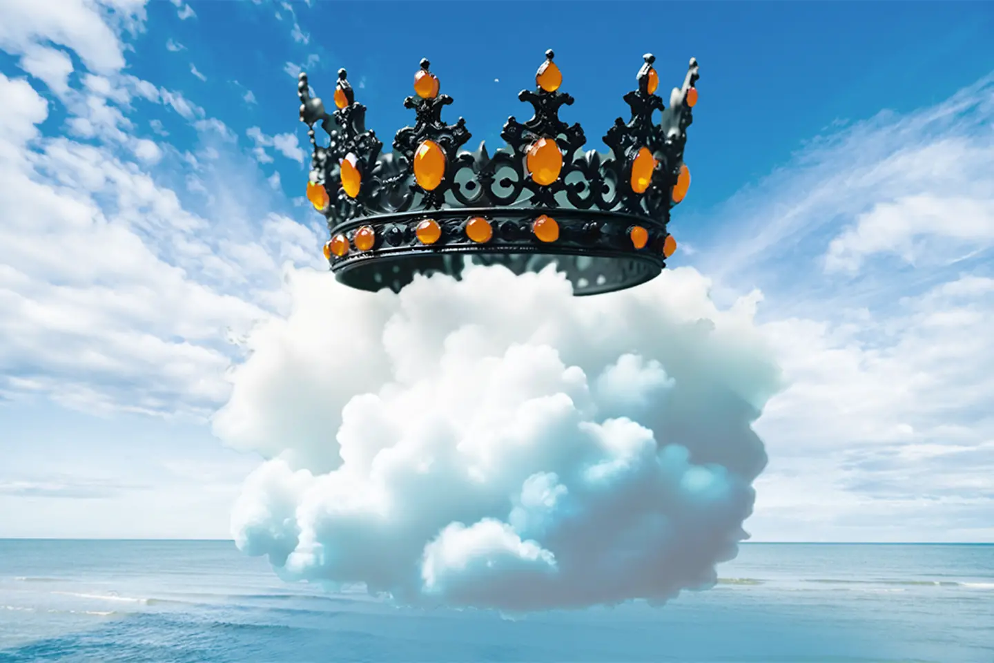 KI-generiertes Bild - A crown with orange gems in the clouds