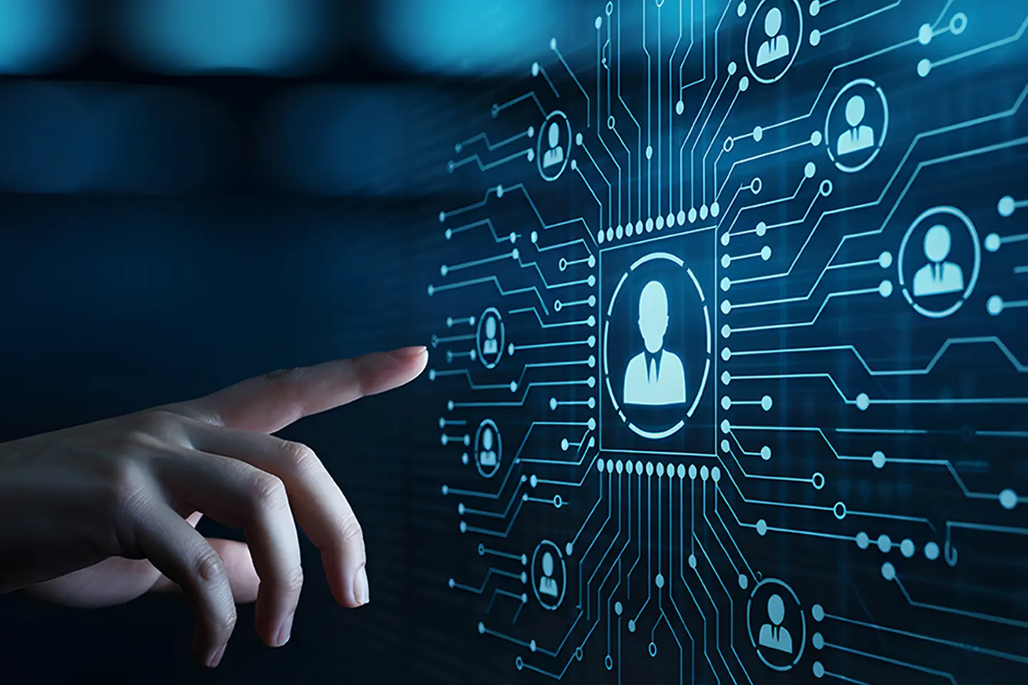 KI-generiertes Bild - Eine Hand interagiert mit einer digitalen Sicherheitsschnittstelle