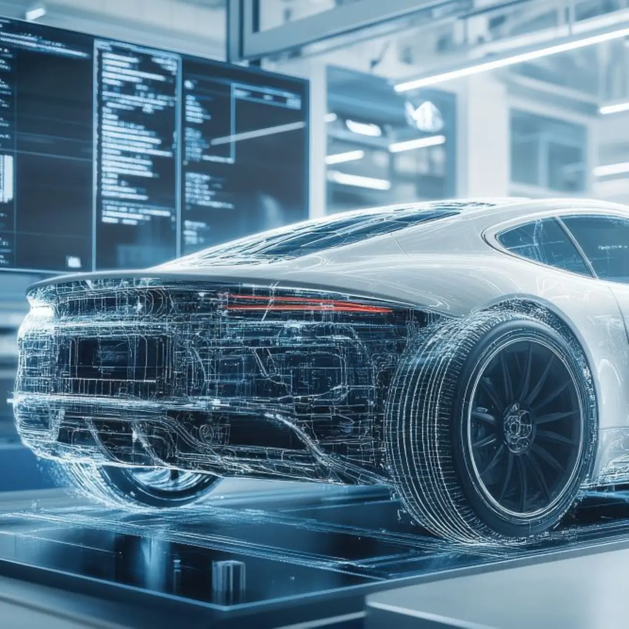 Door AI gegenereerde afbeelding - 3D-illustratie van een futuristische sportwagen, AI-gegenereerde afbeelding