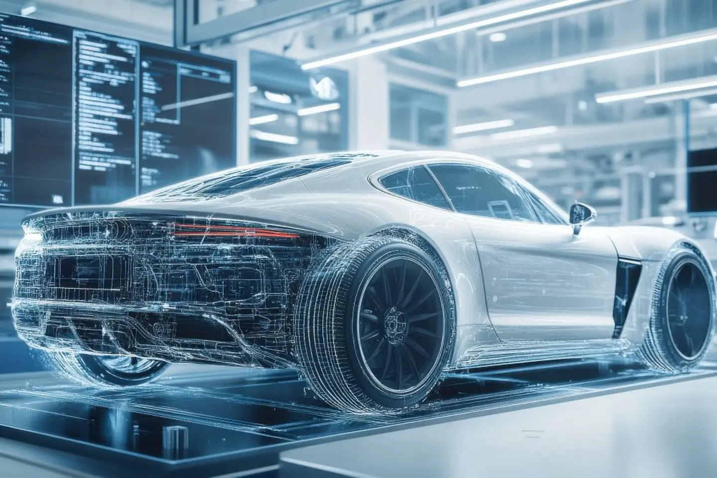 Door AI gegenereerde afbeelding - 3D-illustratie van een futuristische sportwagen, AI-gegenereerde afbeelding