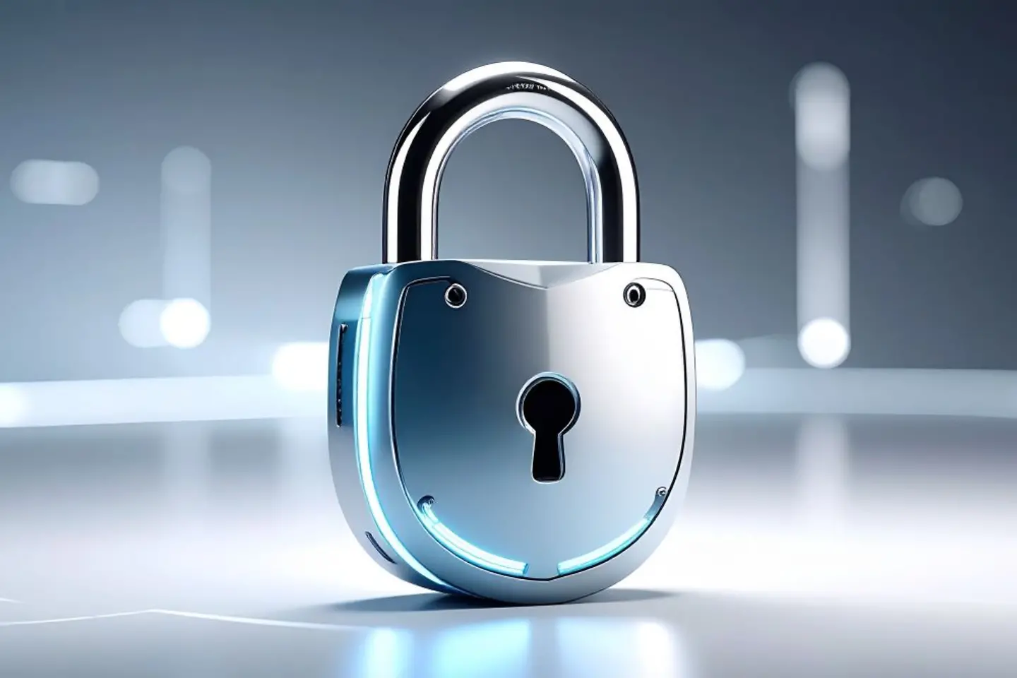 AI-generated image - Image of a futuristic padlock with blue lights