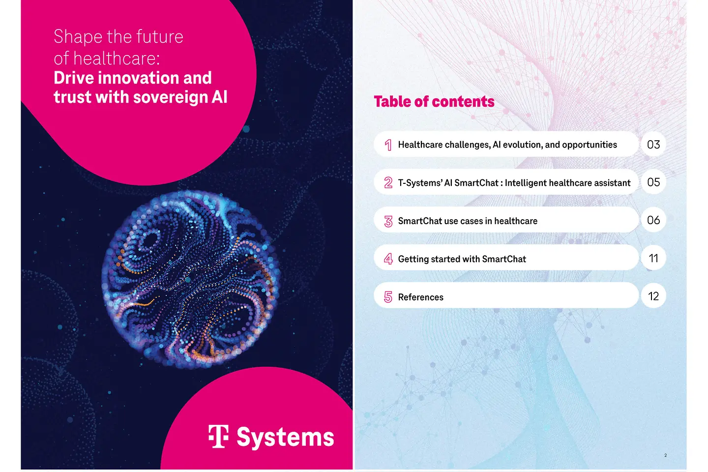 Cover and the next page as a screenshot showing the white paper: AI SmartChat for healthcare 