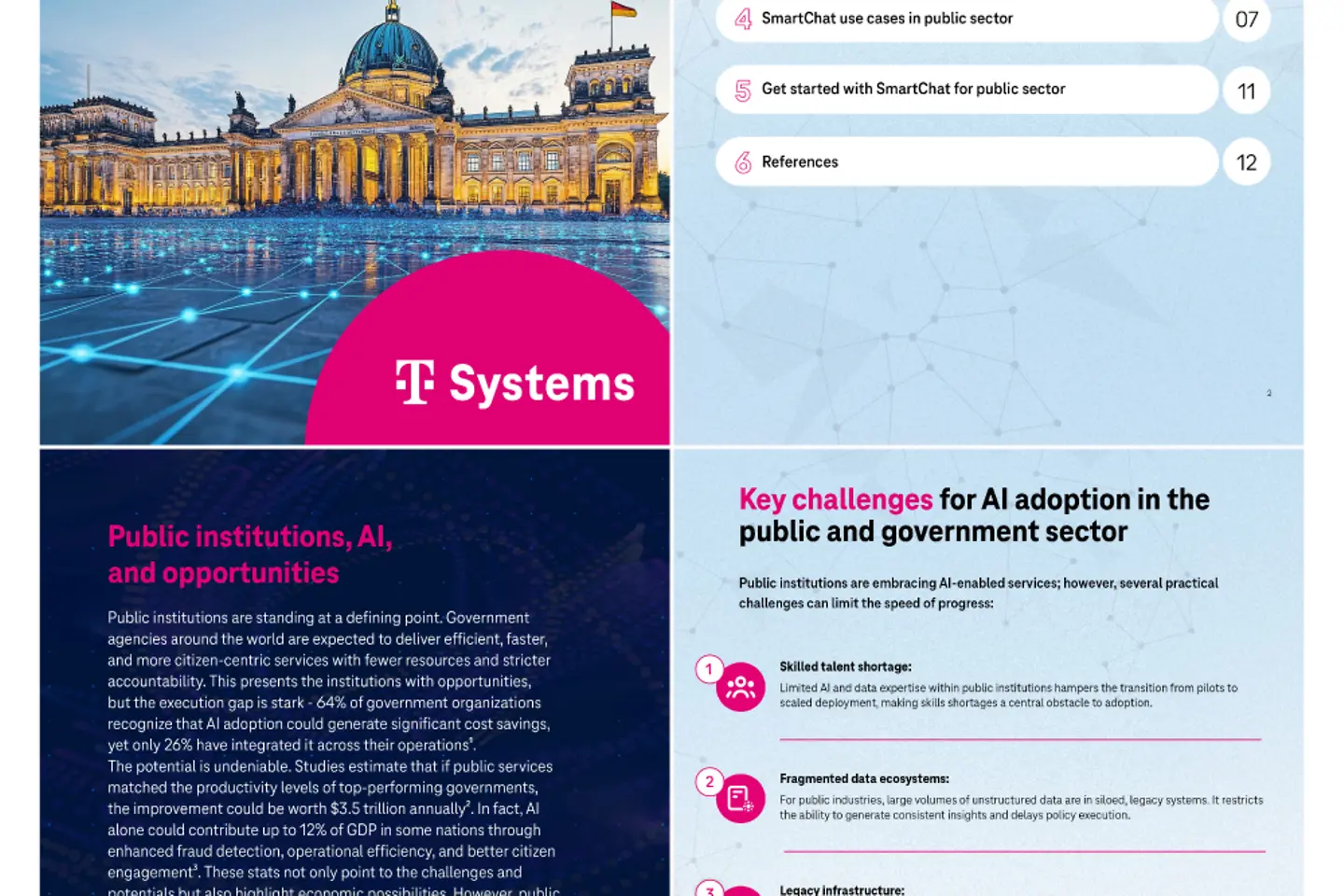 Portada y la siguiente página como captura de pantalla del whitepaper: La IA SmartChat para el sector público