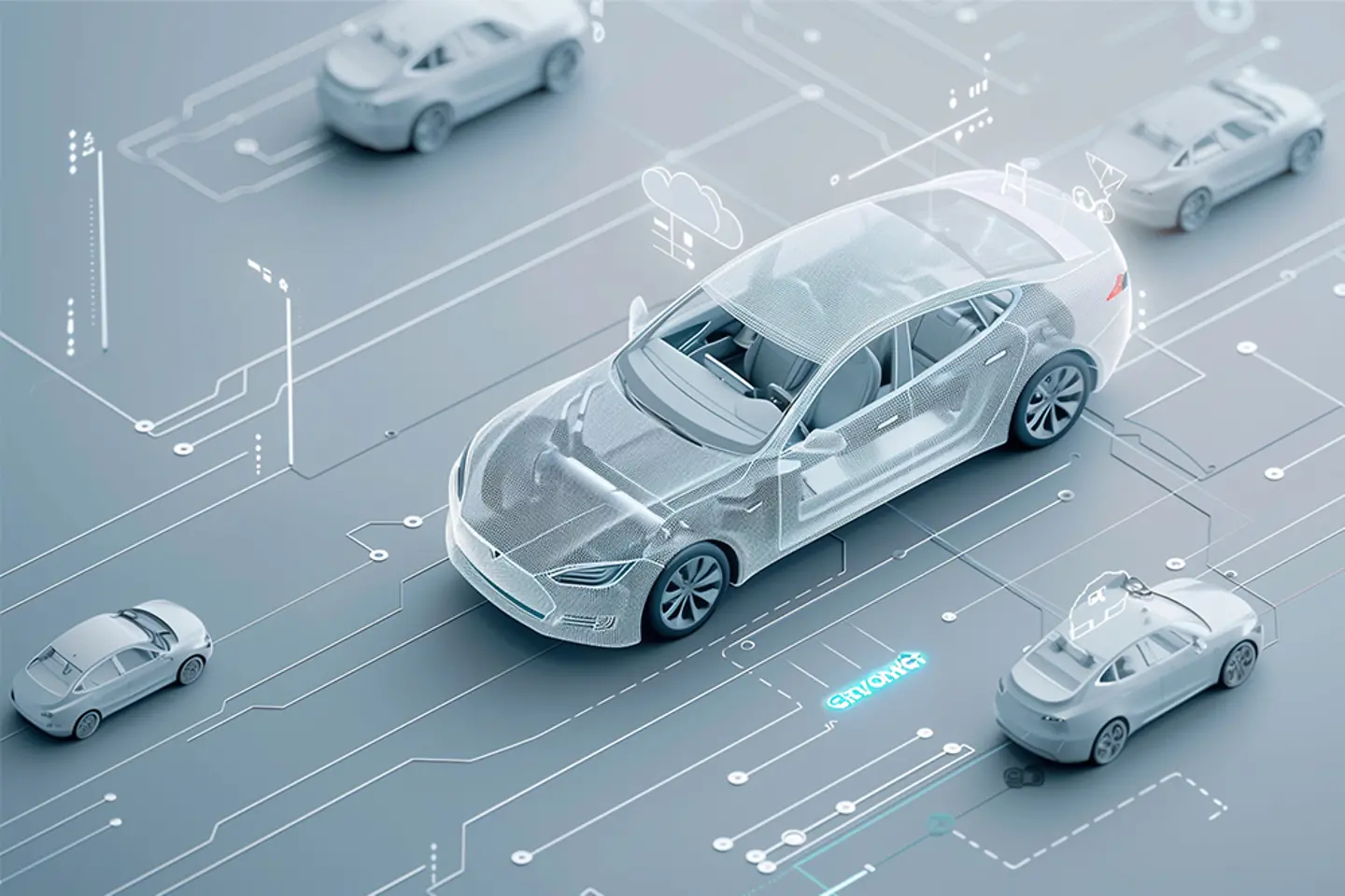 AI-generated image - Computer graphic of SDV cars (AI generated image)