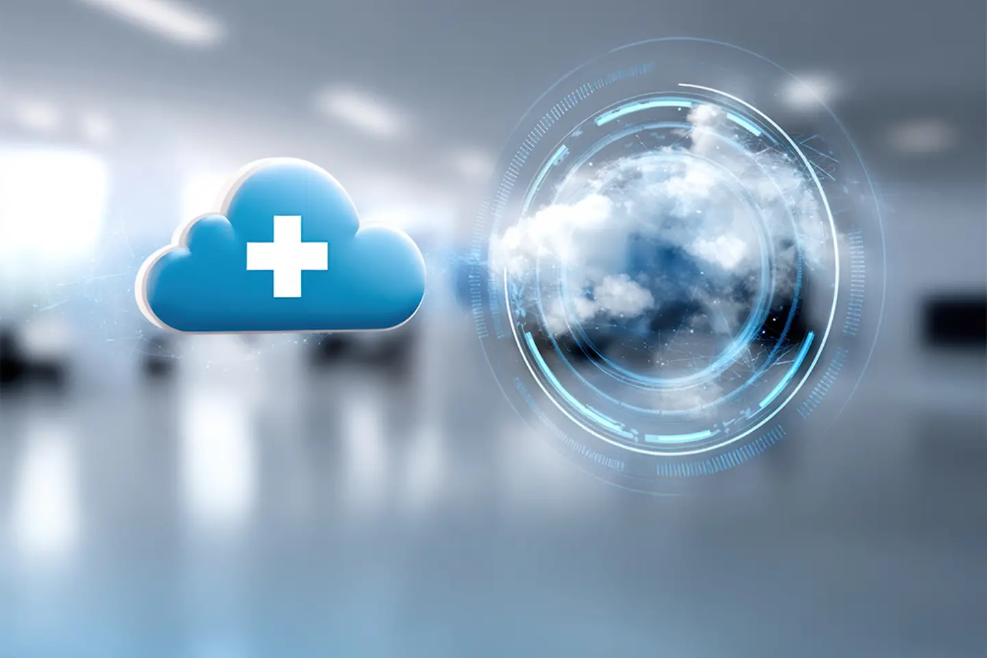 AI-generated image - Image of a blue cloud entering a digital circle