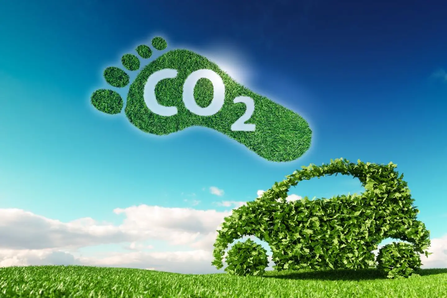 Une voiture verte et une empreinte carbone