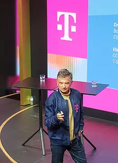 Dr. Ferri Abolhassan during his speech at the Mobile World Congress