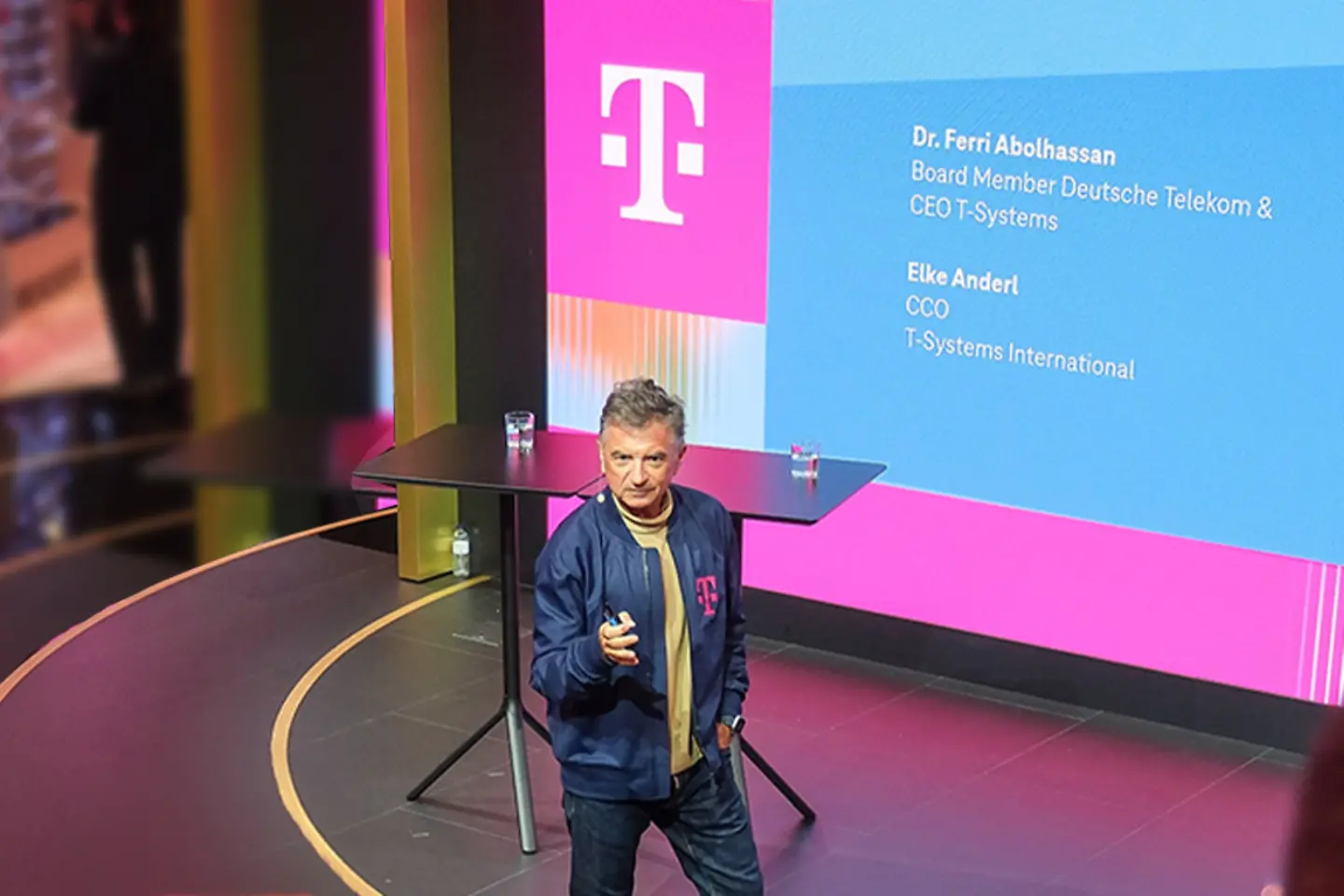 Dr. Ferri Abolhassan during his speech at the Mobile World Congress