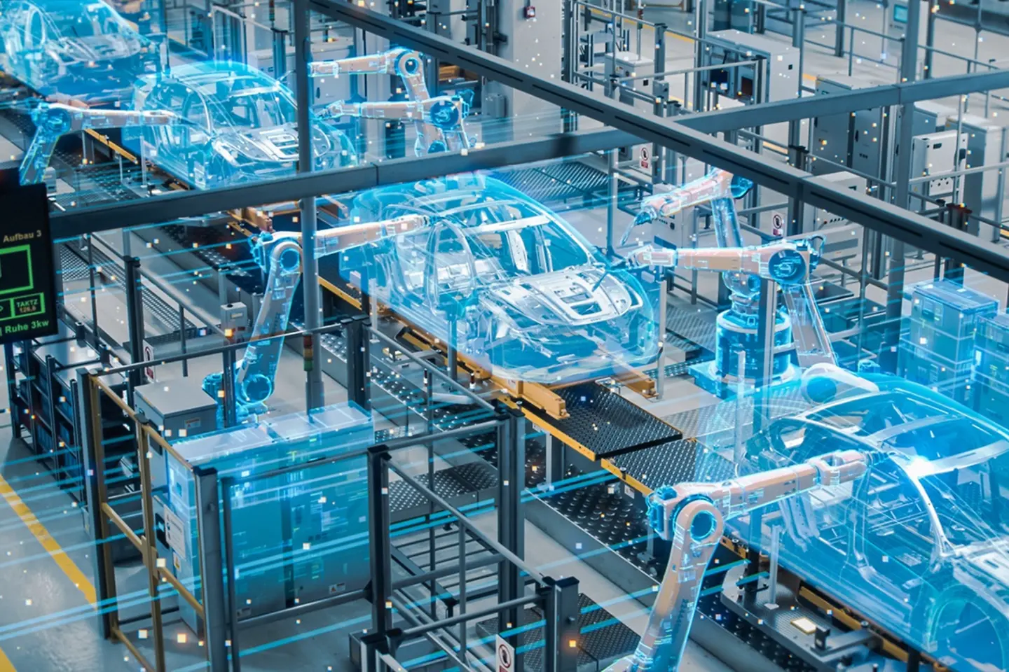 Eine digitale Autoproduktion mit Hilfe von Robotern