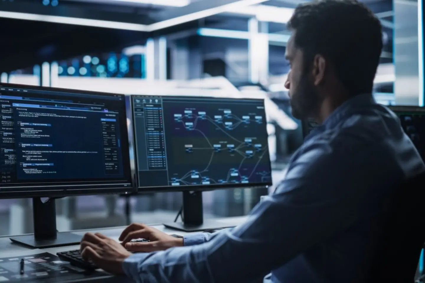 Especialista en seguridad de redes trabajando