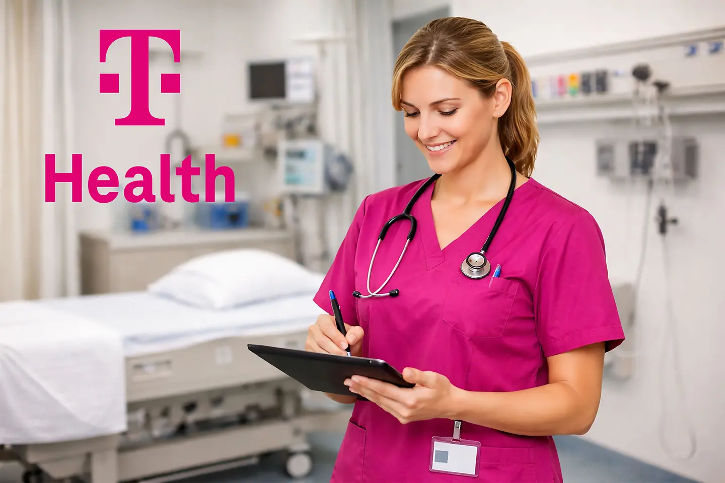 AI-generated image - Nurse checks patient data on a tablet