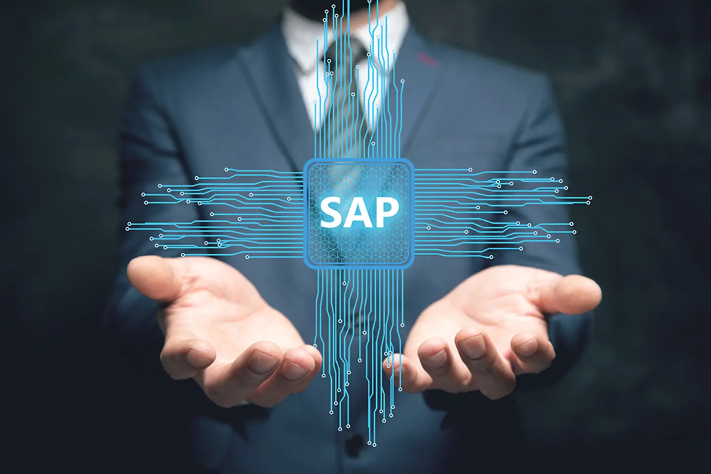 AI-generated image - Man holding a virtual SAP system