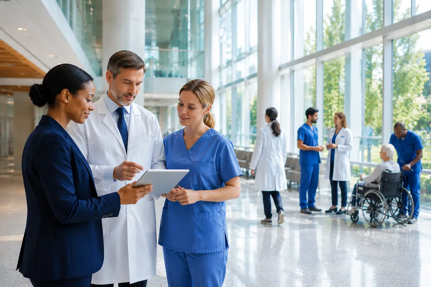 AI-generated image - Hospital with doctors, nurses, patients and hospital personnel