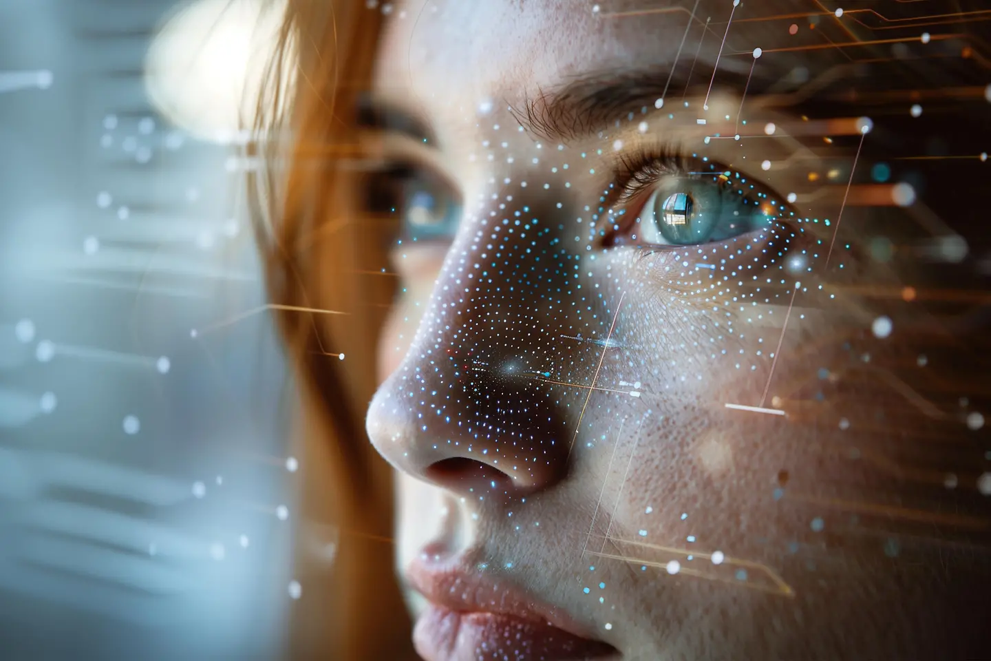 Person vor mehreren Bildschirmen mit komplexen Datenvisualisierungen in einer modernen digitalen Arbeitsumgebung.