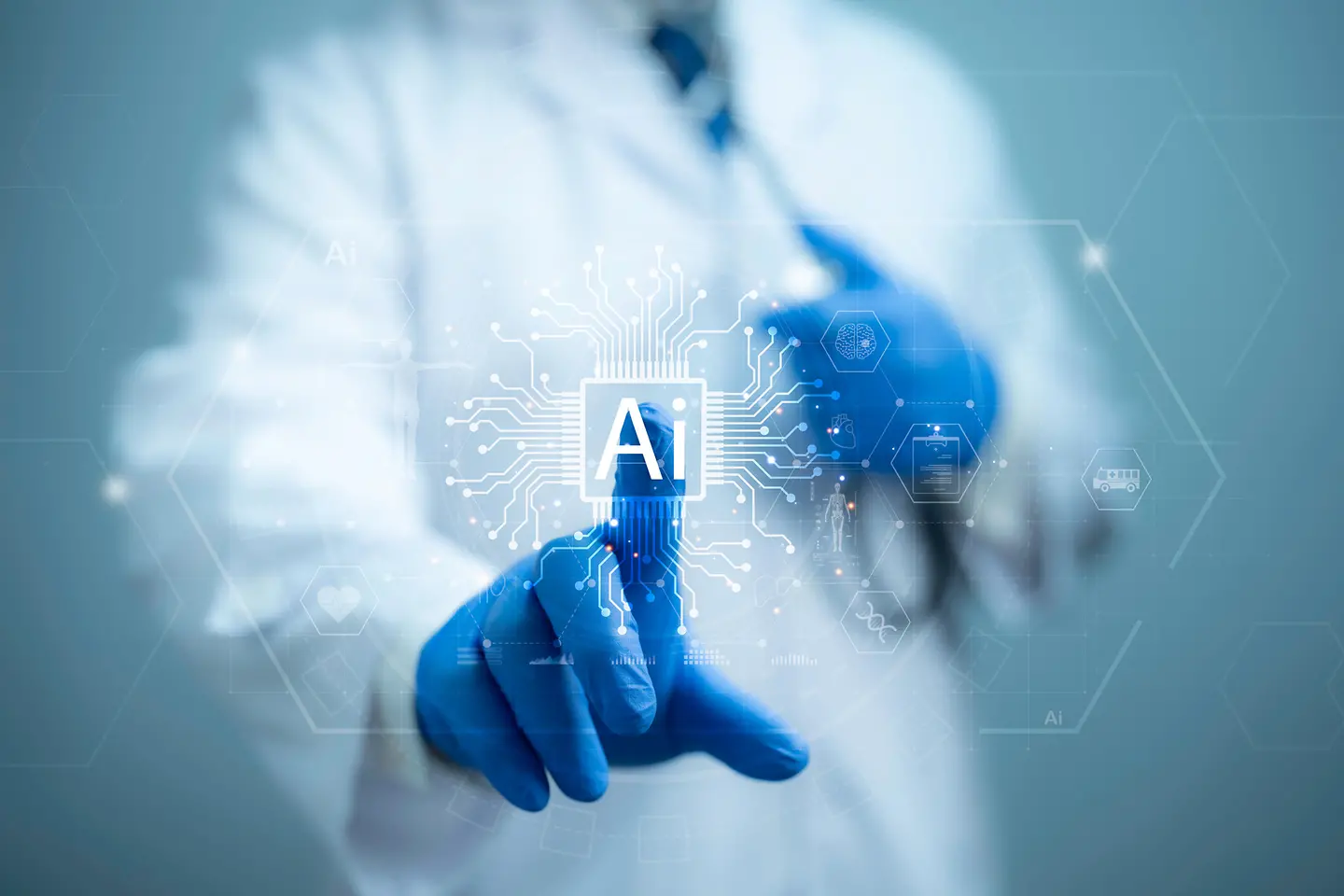 Concepto de servicios de tecnología de IA médica y atención médica.