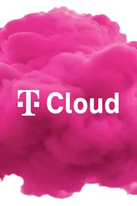 Nube magenta con el logotipo de T Cloud