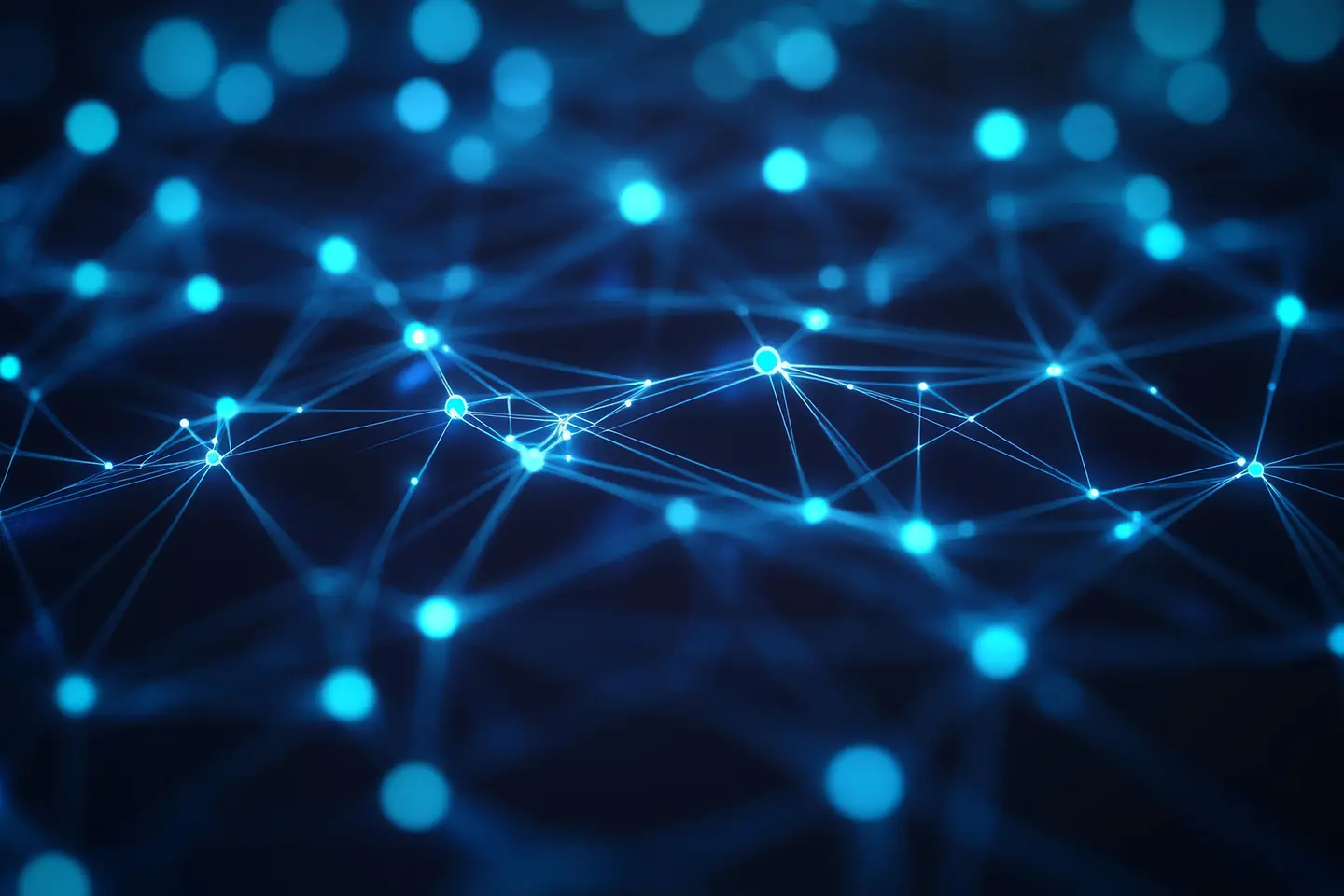 KI-generiertes Bild - Abstrakter digitaler Datenstrom mit leuchtenden Linien und Lichtpunkten.