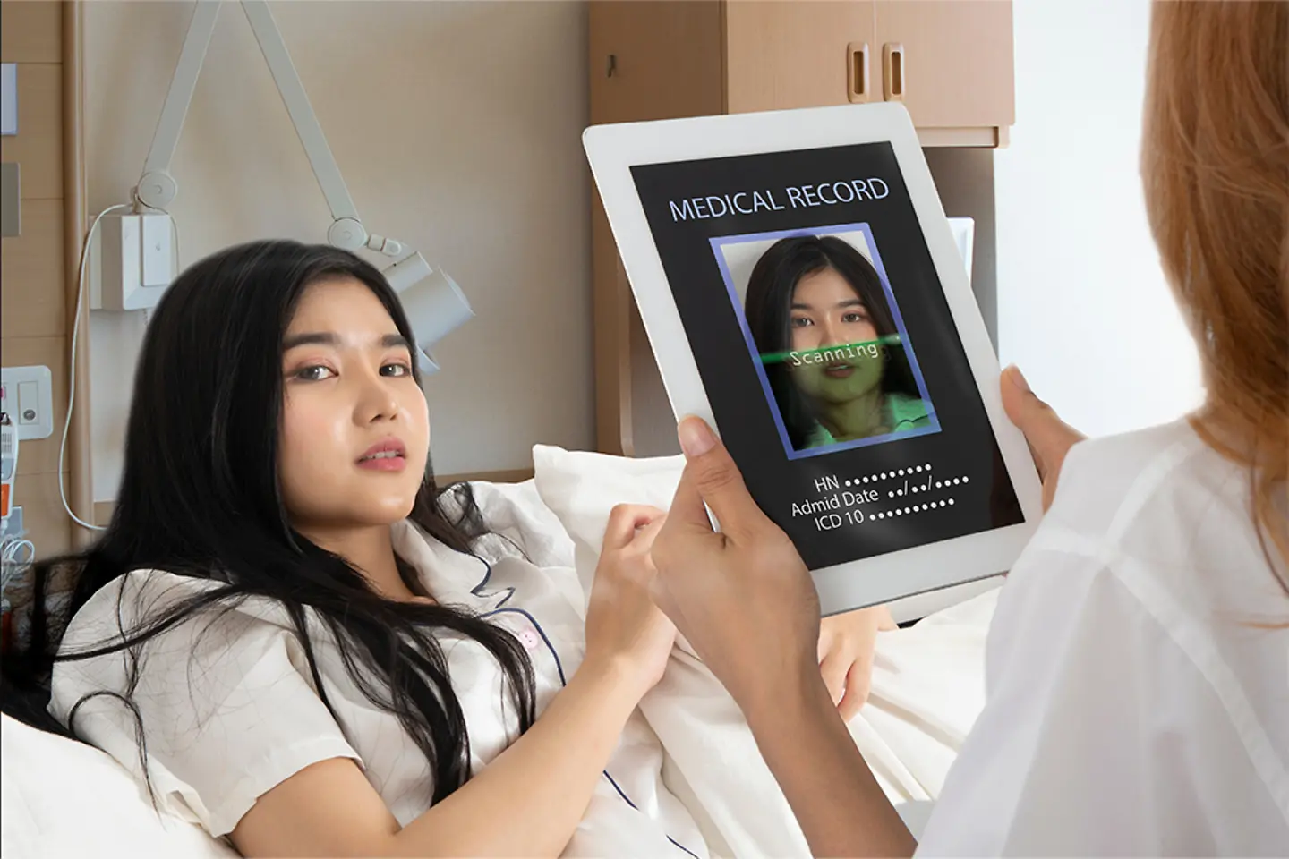 Woman with medical record