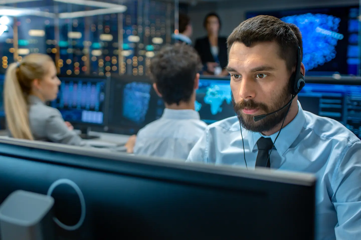 Security specialist working in security operations center
