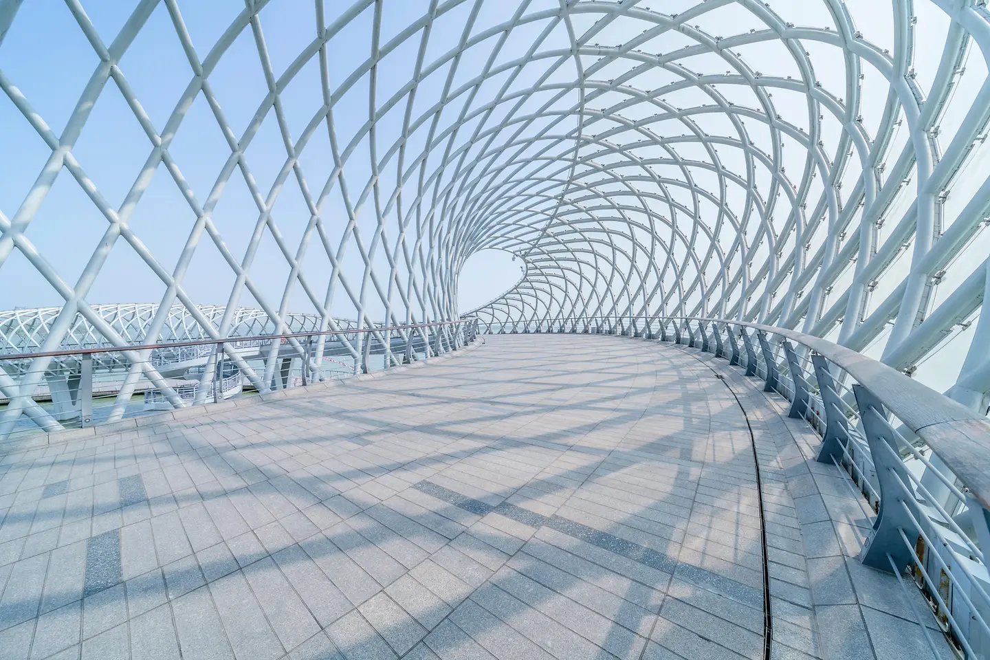Architectural image of airy tunnel with connecting elements