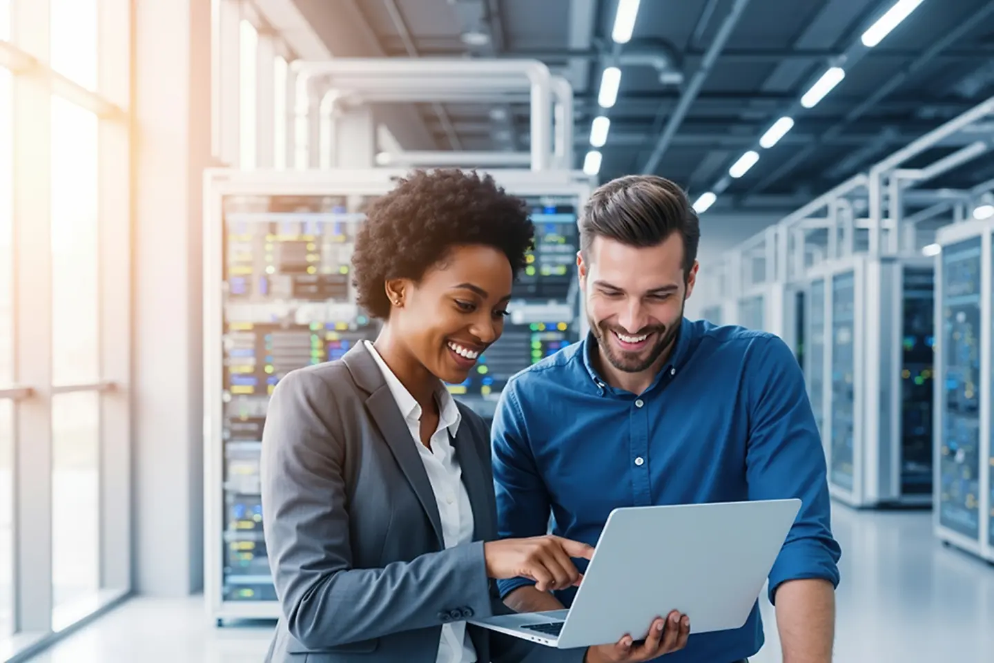 AI-generated image - Two ServiceNow experts aligning data in a data center